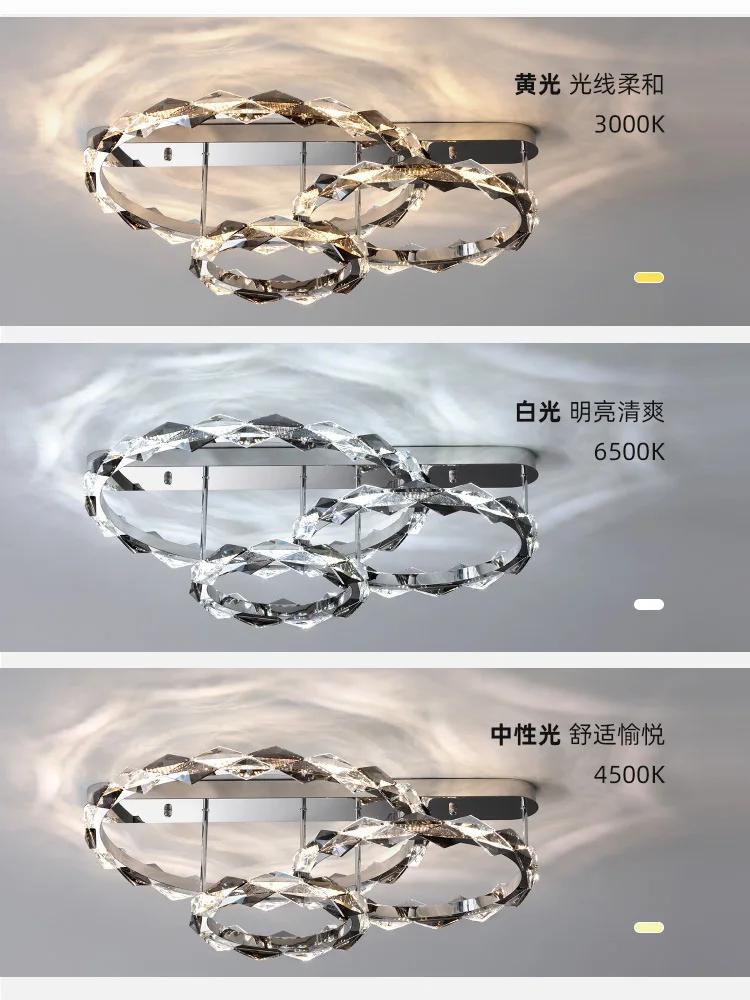 Candelabru de tavan din cristal LED de lux modern, rotund, luciu cromat, lampă pentru insulă de bucătărie, dormitor, studio, sufragerie, corp de iluminat