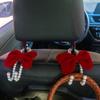 2pcs Luxury Bowknot Car Seat Hooks Stainless Steel, Multi-Functional Rear Seat Organizer for Women
