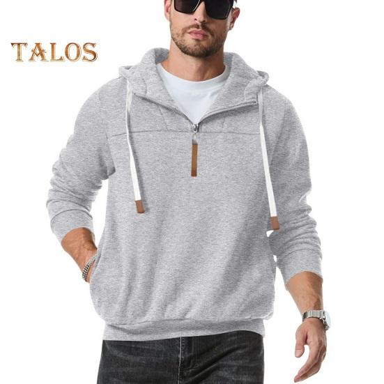 Herren Winter Hoodie Reißverschluss Halboffen Stehkragen Einfarbig Locker Pullover Sport Top Elastische Bündchen Halten Warm Alltagskleidung