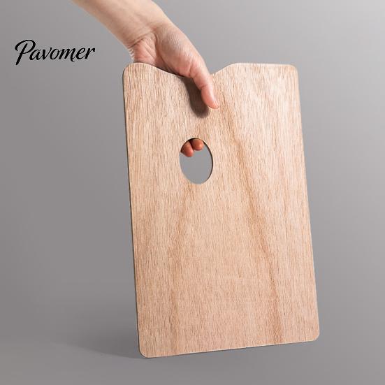 Large Color Mixing Board Wooden Paint Palette, Square Oval Shaped Artist Painting Tray with Easy To Clean Palette Thumb Hole for Acrylic Watercolor
