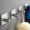 Stainless Steel Adhesive Hooks, Heavy-Duty Wall Mount Utility Hooks for Hanging Towels, Clothes, Hats, and Robes - Easy To Install