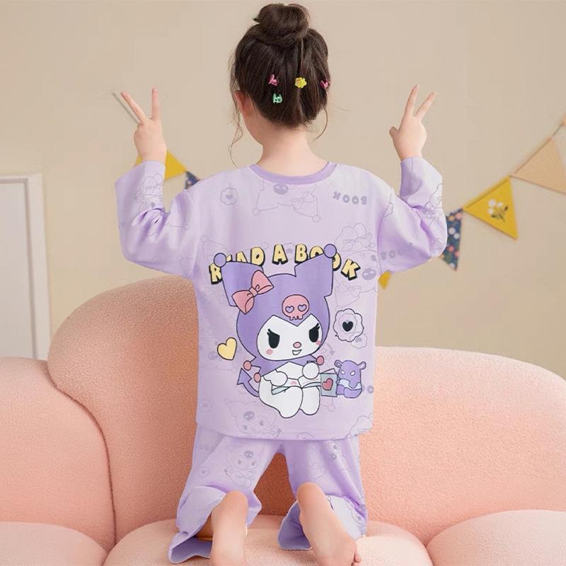 Raglan Sleeve Cartoon Baby Pajamas for Spring and Autumn 2026 - Long Sleeve Pants Set for Medium and Large Girls