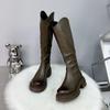 Fashion 2025 Woman's Boots Autumn New Fashion Platform Long Pipe Knight Boots Casual Women's Medium Heel Knee High Boots Botas Mujer