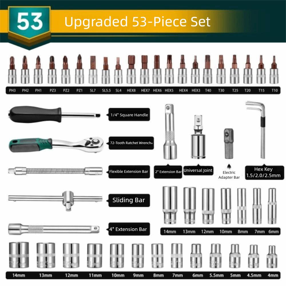 Extension Bar Socket Wrench Set 24/72 Tooth Ratcheting Wrench Set Quick Set Toolbox  Auto Repairing