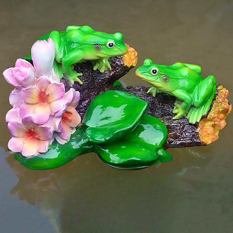Resin Floating Frog Turtle Fish Pond Flowing Water Fountain Water Surface Lotus Flower Decoration Resin Crafts Floating Crafts