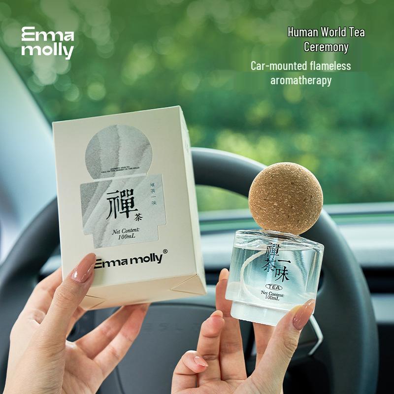 Emma Molly Dual-Use Flameless Aroma Diffuser - Tea Fragrance Ornament with Base for Home & Car Car Aroma - Zen Tea Flavor