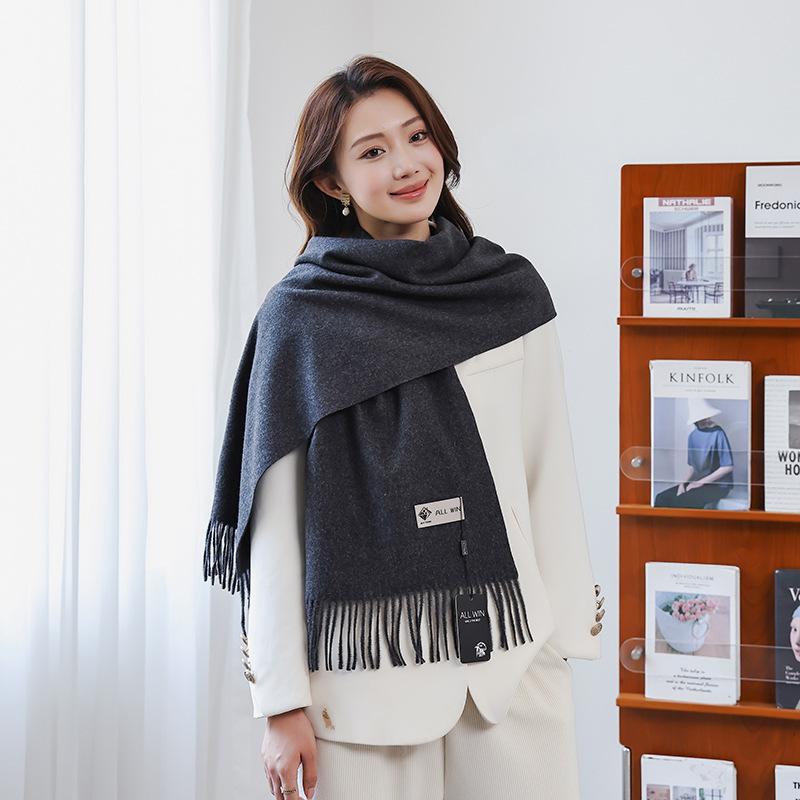 Cashmere Scarf Shawl High End New Wool Scarf Women's Winter Thickened Solid Color Scarf for Men