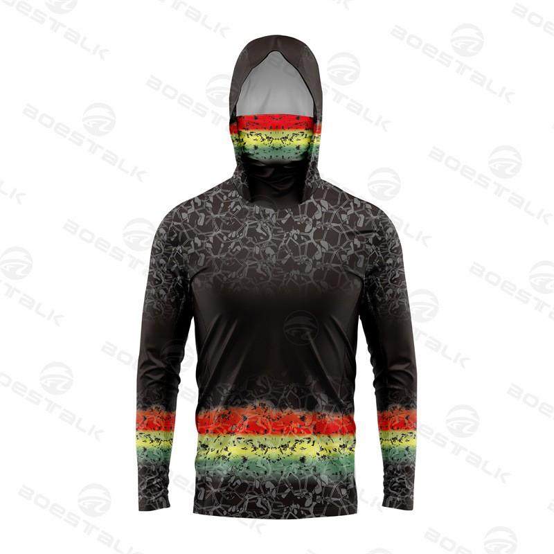 Mens Long Sleeve Fishing Shirt With Face Cover UV Protection Quick Dry Breathable Ice Silk Feel Outdoor Angling Apparel