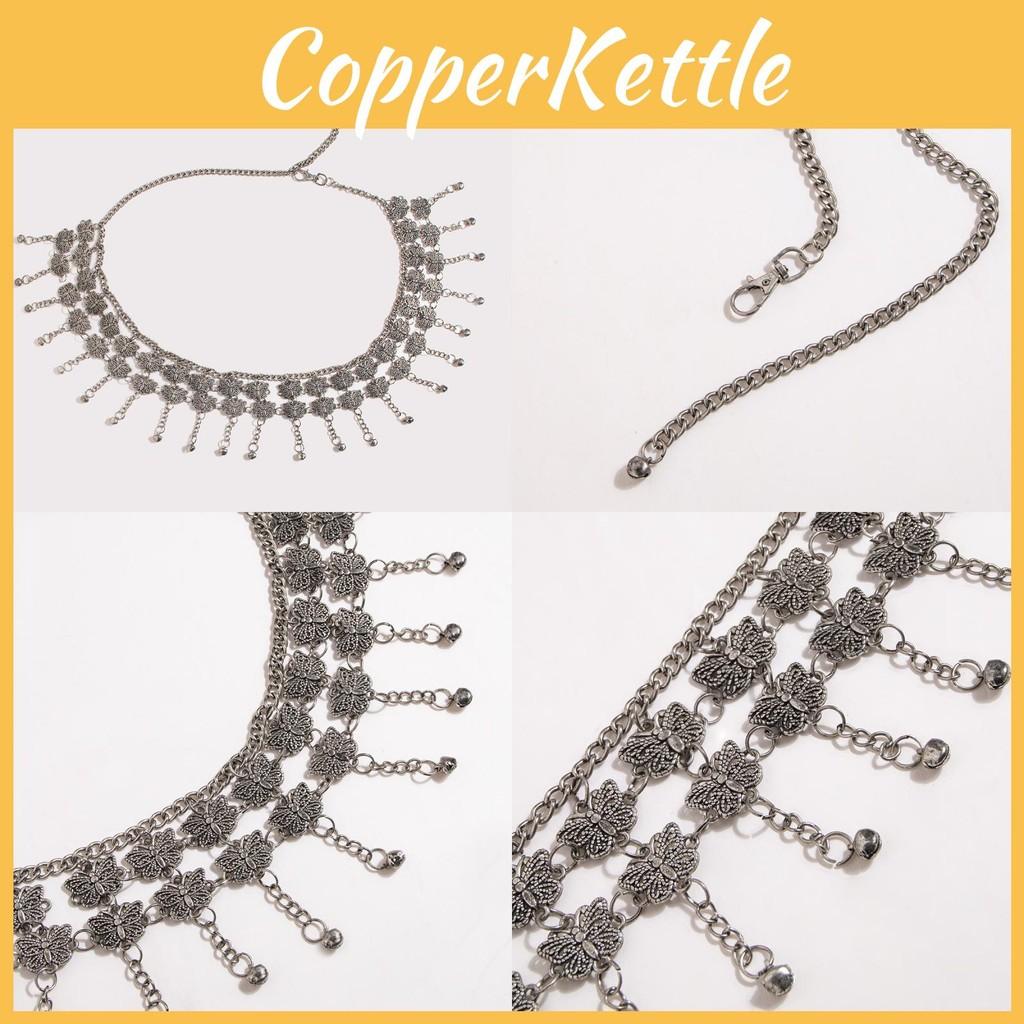 Handcrafted Silver Butterfly Belly Chain Women Jewelry With Engraving Vintage