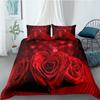 Red Rose King Queen Duvet Cover Valentine's Day Wedding Couple Flower Bedding Set 2/3Pcs Love Heart Floral Polyester Quilt Cover