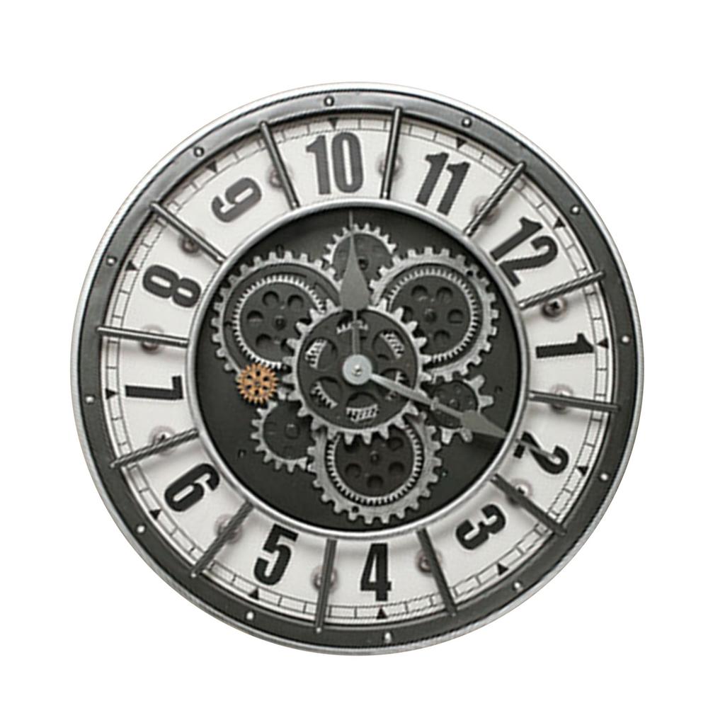 Moving Gears Wall Clock Rustic Industrial Oversized Wall Clock Heavy Duty for Living Room 7706