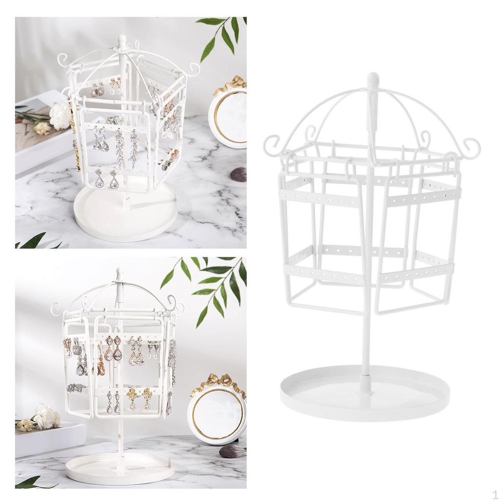 Rotary Jewelry Display Stand Organizer Necklace High Capacity Creative Metal Organize