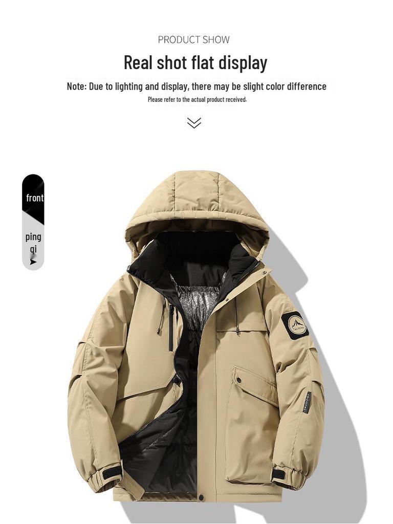 Men's Graphene-Enhanced Warm Winter Cotton Jacket - Trendy, Loose Fit, and Hooded for Casual Wear