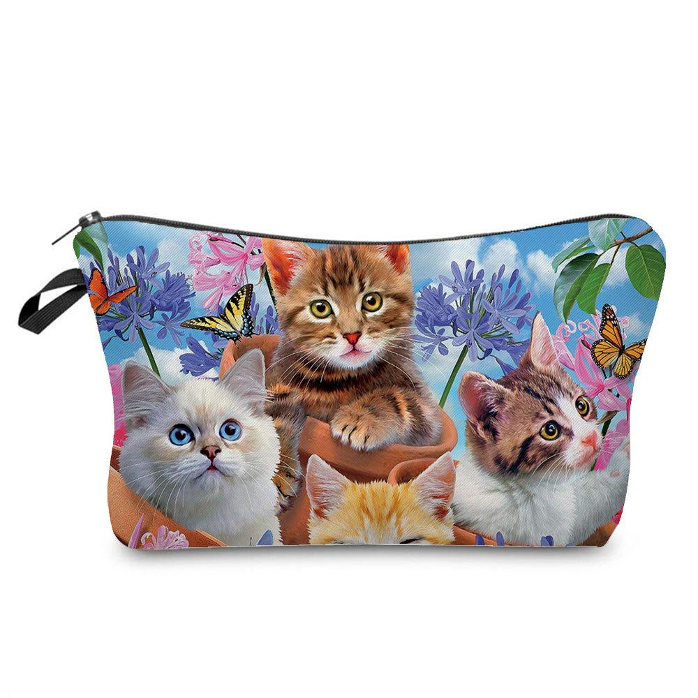 Women Cat Print Cosmetic Bag Toiletries Organize Travel Storage Case  6429