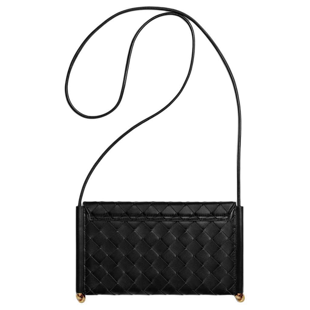 Bottega Veneta Solstice Muse Brass Finish Flap Magnetic Closure Calfskin Phone Bag Women phone bag black 805975V4R421019