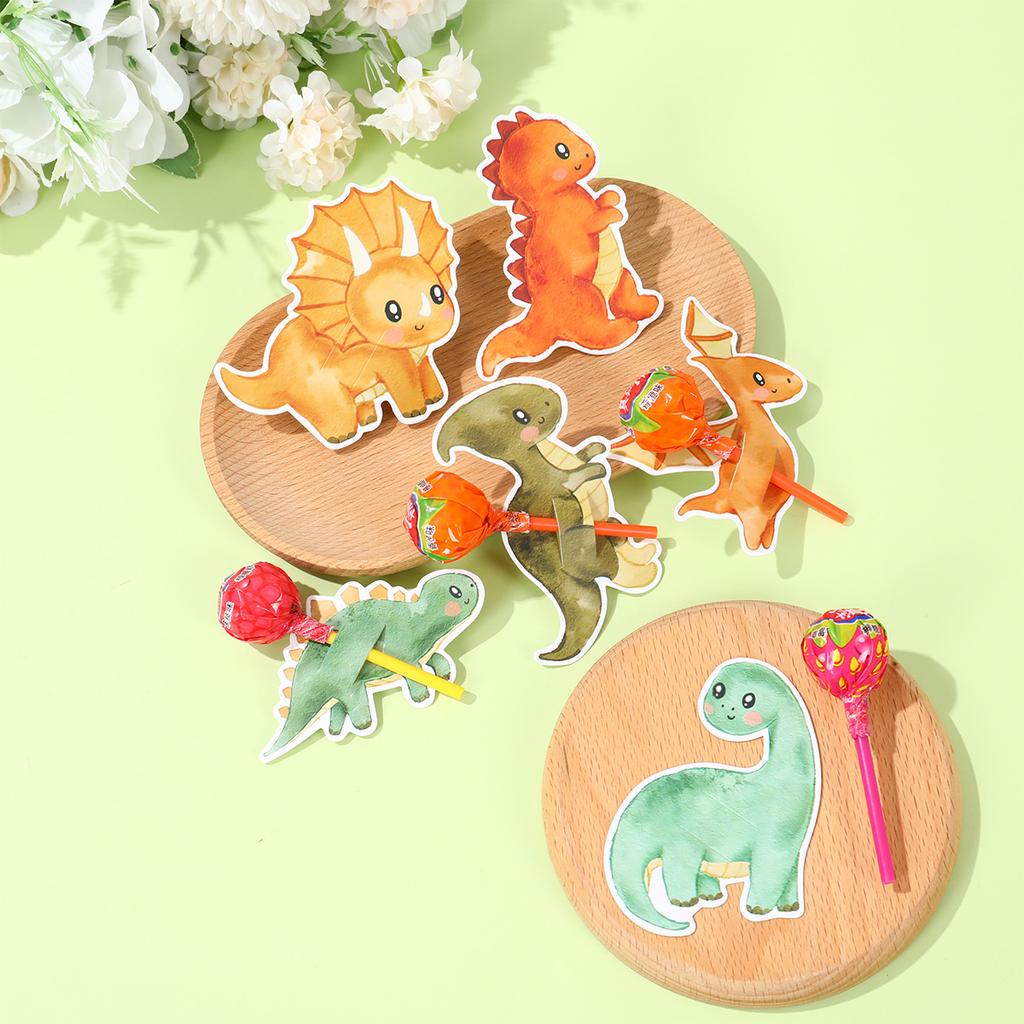Dinosaur Lollipop Holder Card Dino 1st Birthday Party Decor Kids Boy Jungle Safari Party Favors Roar Candy Card Baby Shower