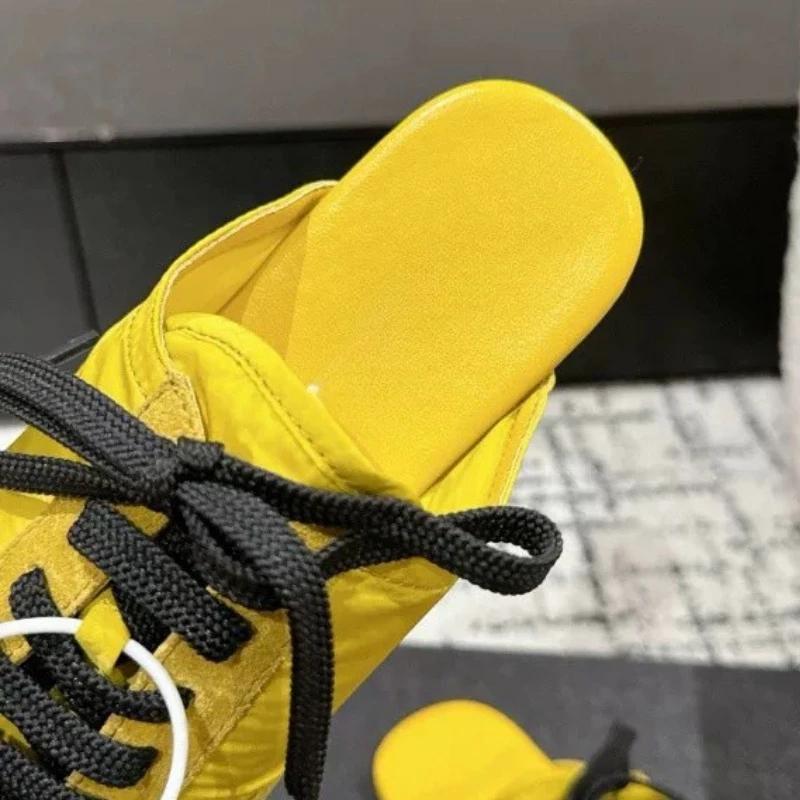 Women's Mules Round Toe Elastic Band Flat Sole Women's Slippers Leisure Daily Cover Toe Fashion Personality Zapatillas De Mujer