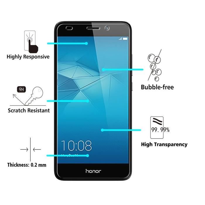 Coque et protection d'écran - PHONILLICO - HUAWEI HONOR 5C - Silicone Transparent - Ultra Slim - Verre Trempé