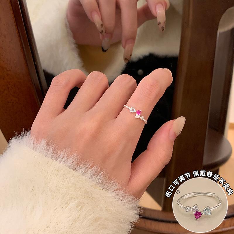 Irregular colored bow butterfly open ring fashion exquisite ring temperament versatile jewelry