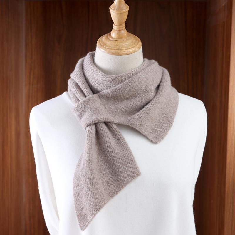 Women’s 100% Cashmere Solid Colored Knitted Scarf with Irregular Cross Design Winter Warmth Wind Cold Protection