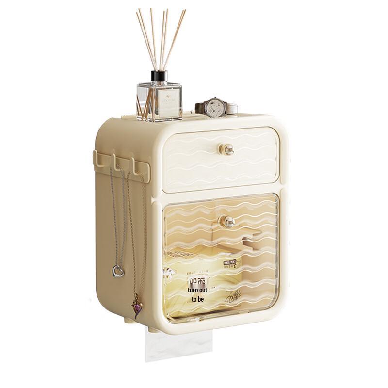 Drill-Free Wall-Mounted Waterproof Bathroom Tissue Box with Shelf