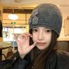 Solid Color Knitted Woolen Hat Elastic Flower Beanie Hat Sweet Winter Warm Hat  Women