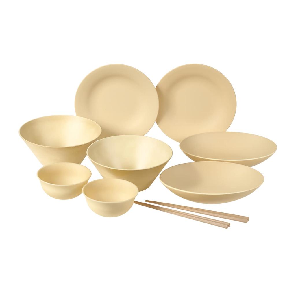 Rebirth Natural Series Dinnerware Perfect for Single Made In Dishwasher and Microwave Safe Set, 10-Piece Set, A, Living, Japan, Plastic, Lightweight,