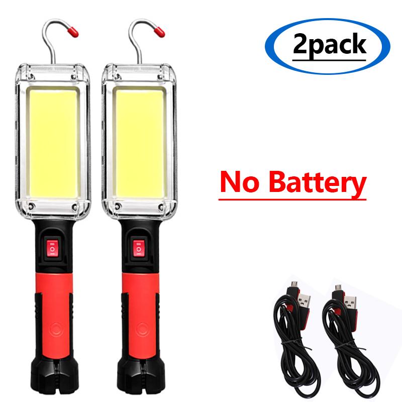 Camping Tent Work Maintenance Lantern Light with Magnet Hook 2-Pack 800 Watt Powerful Flashlight USB Rechargeable COB Work Light