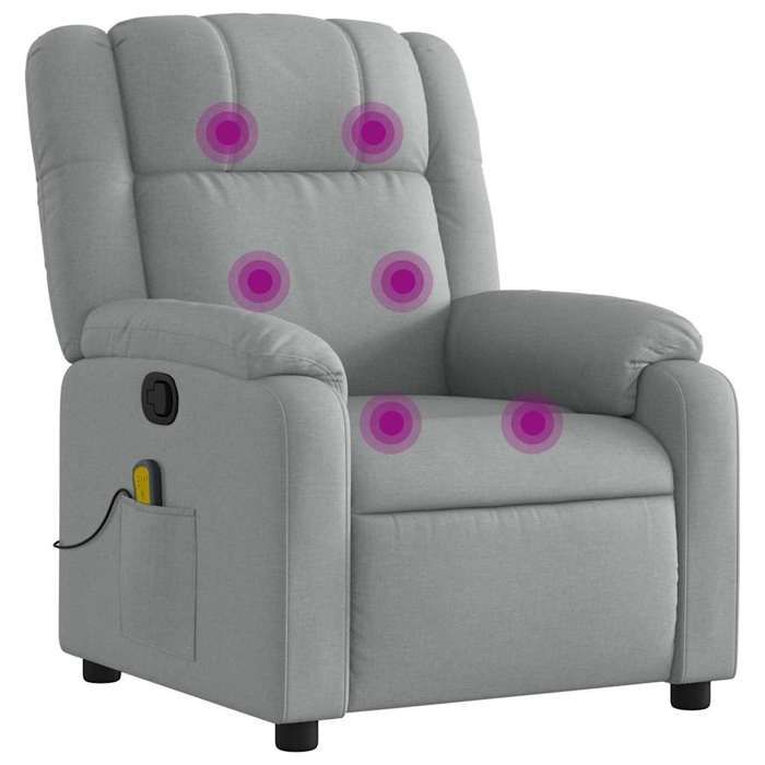 VidaXL Fauteuil de massage inclinable Gris clair Tissu 373548