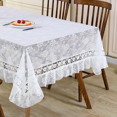 Elegante französische weiße Spitzentischdecke - Rechteckig, waschbarer Polyester, Hohldesign, geeignet für Restaurant- und Wohnzimmerdekoration