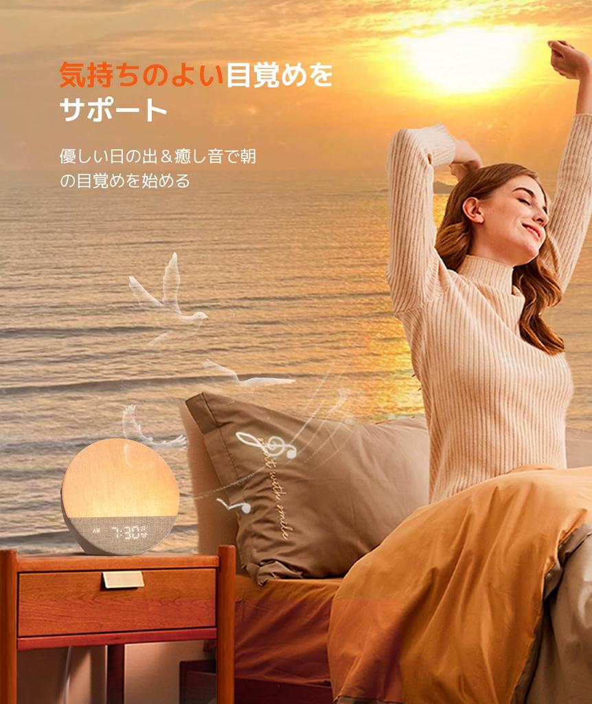 Dreamegg Alarm Clock Light with 29 Soothing Sounds White Noise Machine, Sunrise Wake-Up Light, Snooze & Volume Control