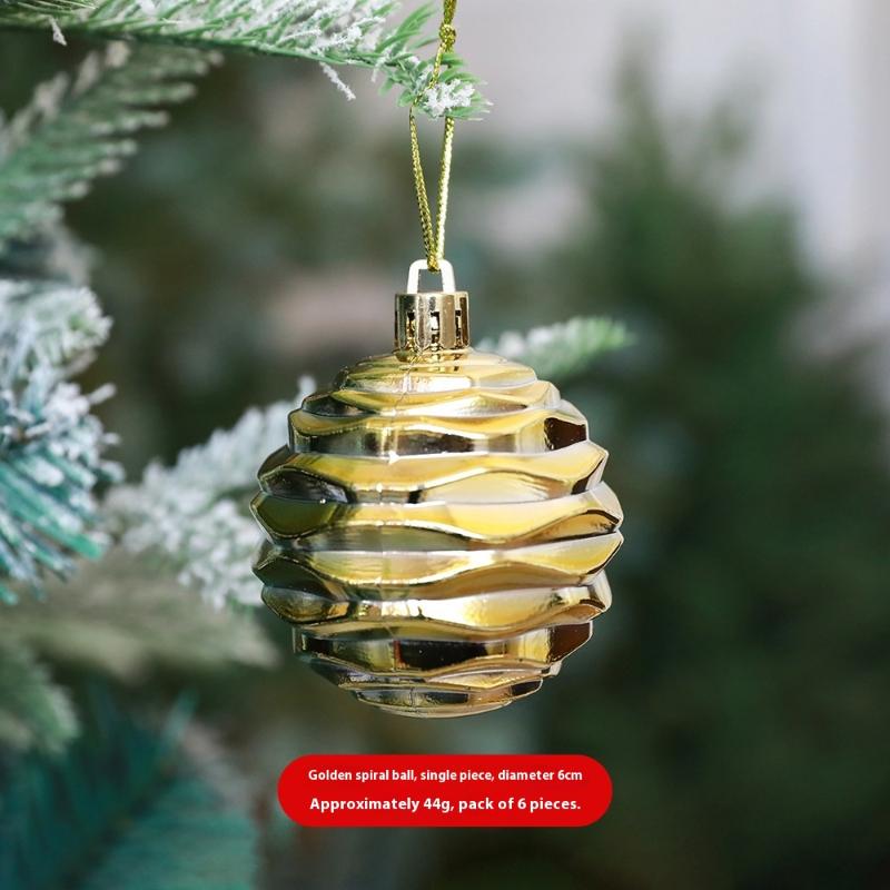6pcs/set Christmas Ball Champagne Pumpkin Ball Xmas Decorative Hanging Ornaments Party Christmas Spheres Pendant