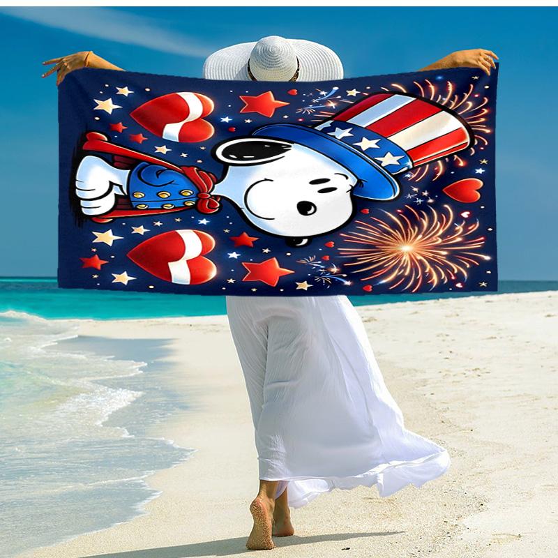 1pc Snoopy Celebrates Independence Day Cartoon Quick Dry Microfiber Bath Towel for Swimming Surfing Camping Unisex Holiday. SJT7201161