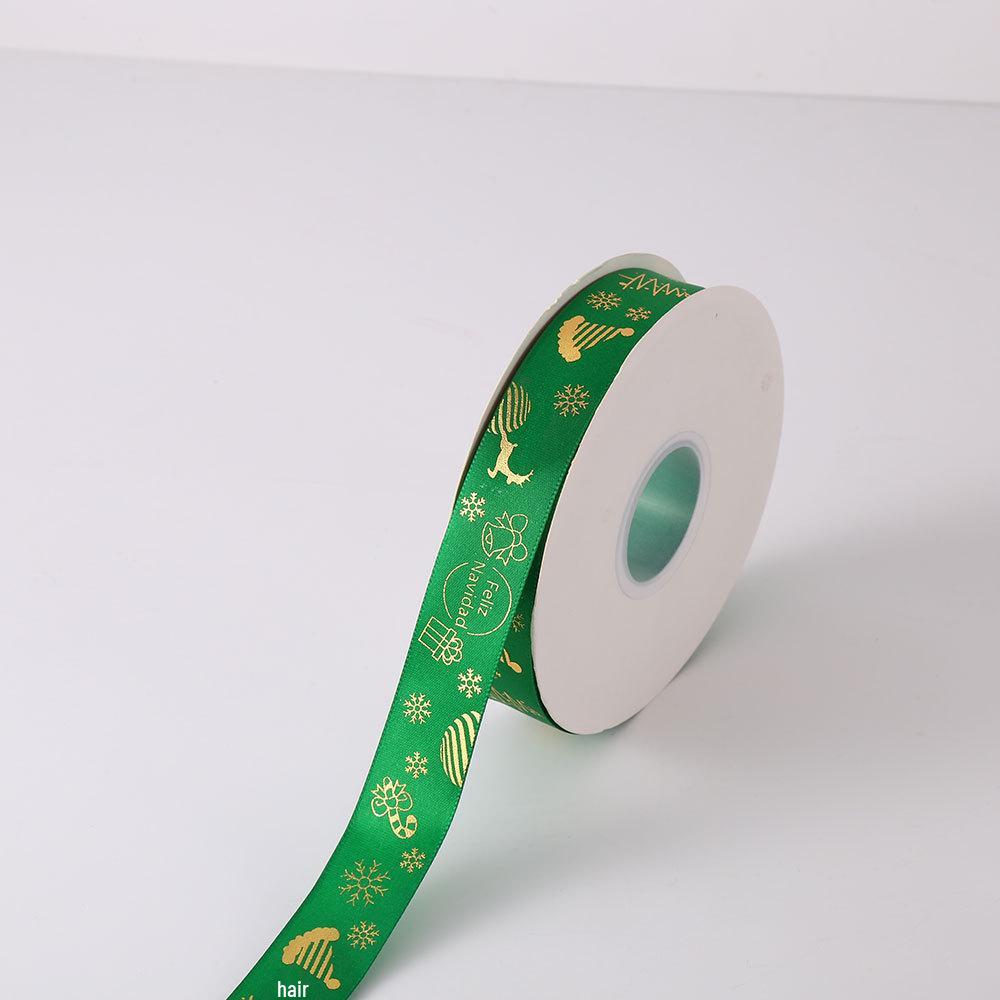 

Gold Stamped Christmas Satin Ribbon for Gift Wrapping and DIY Cake Borders