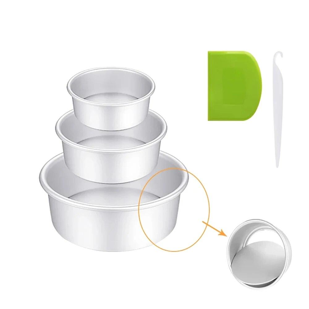 Fixed Loose Bottom Round Cake Mold Aluminum Cake Pan4/6/8/9/10 Inch Cake Baking Pan With Bowl Scraper And Stripping Knife