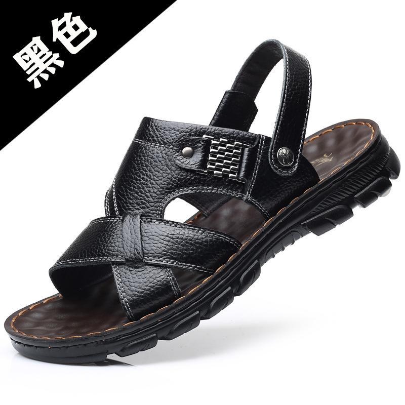 Fashion Classic Men's Sandals Solid Color PU Leather Man Summer Beach Slippers Casual Comfortable Open Toe Sandals Soft Gladiator Sandal