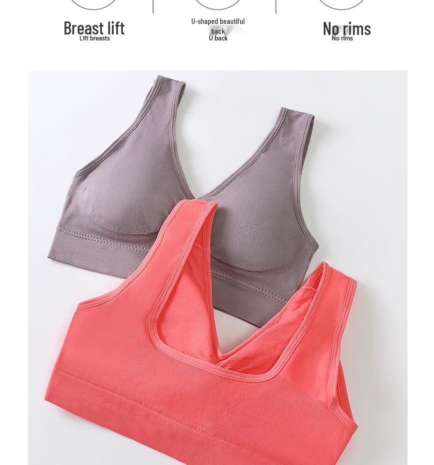 Bezszwowy biustonosz sportowy damski: Bez fiszbin, krzyżowy krój na plecach, idealny do jogi, biegania i fitnessu, dostępny w dużych rozmiarach