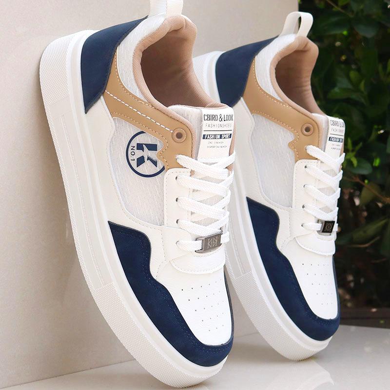 High-top men's shoes spring and autumn leather sneakers men's new casual little white shoes men's trend versatile board shoes