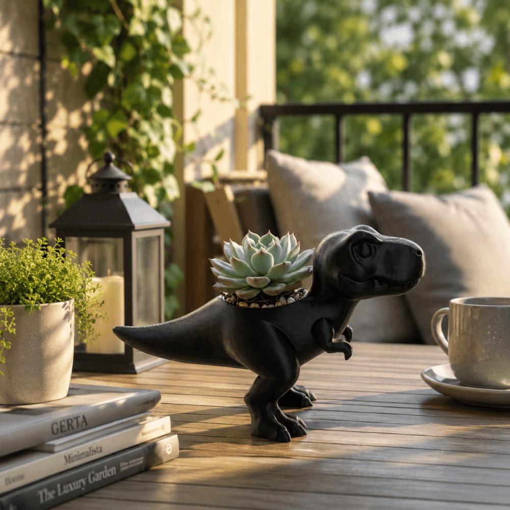 3D Printed Dinosaur Flowerpot Ornaments Mini Potted Planter Dinosaur Statue T-Rex Plant Pot Gift