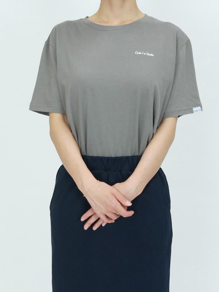 Code Iam Minimal Logo Print Short Sleeve T-Shirt Khaki Khaki/Free