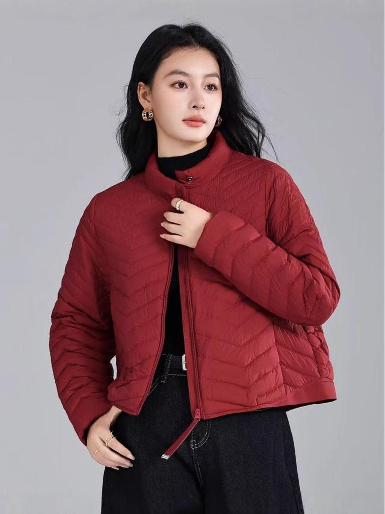 Women's Lightweight Stand-Collar Down Jacket 2025: Autumn/Winter Fashion, Casual Loose Fit, 90% White Duck Down