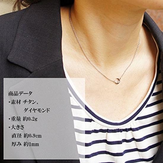 Phiten Crescent Moon Double Diamond Titanium Necklace for Simple [Fefe] Fe-fe×phiten [Special Edition] Men, Women, Couples,