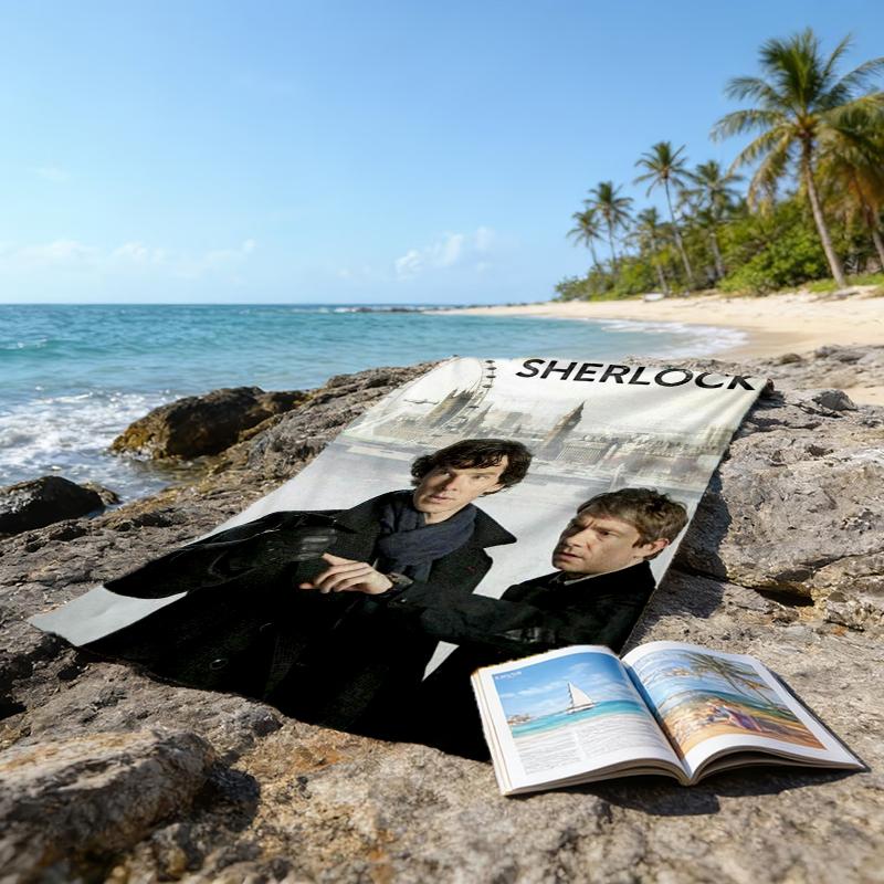 Ultra-Soft Beach Towel with Sherlock Holmes Theme,Ideal for Pool - Camping, Diving - Perfect Travel Essential, Vibrant Beach Towel.
