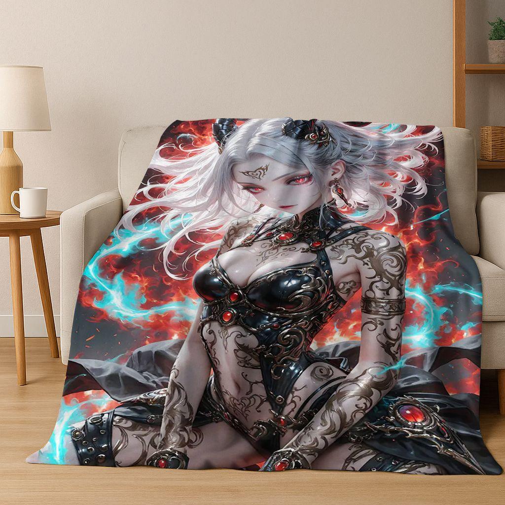 Dark Gothic Sexy Beauty Flannel Blanket Soft Warm Blanket Throw Blanket for Bedroom Living Room Bed Travel Camping Picnic Gift