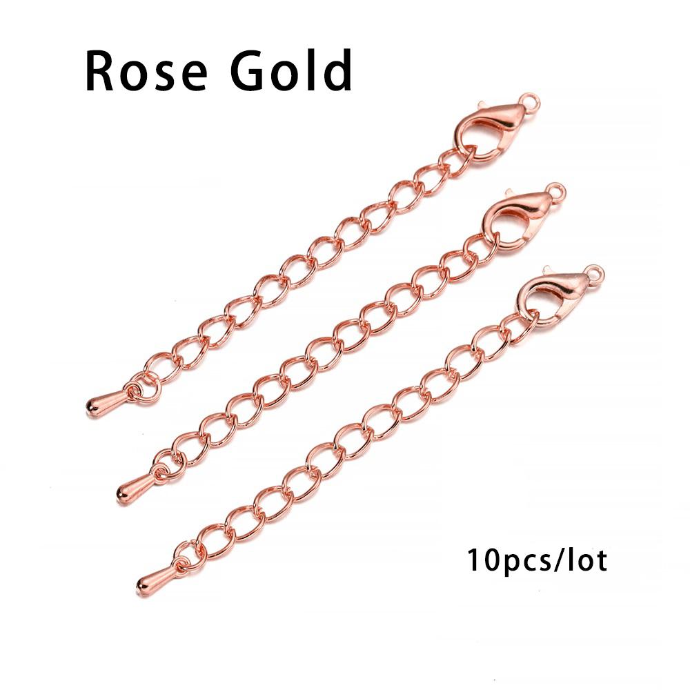 10pcs/lot 50 70mm Tone Extended Extension Tail Chain Lobster Clasps Connector For DIY Jewelry Making Findings Bracelet Necklace