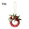 Retro Holiday Ornaments Mini Christmas Wreath Ornament, Miniature Artificial with Bow, Bow Pinecone, Xmas Tree Hanging for Party Seasonal Decor