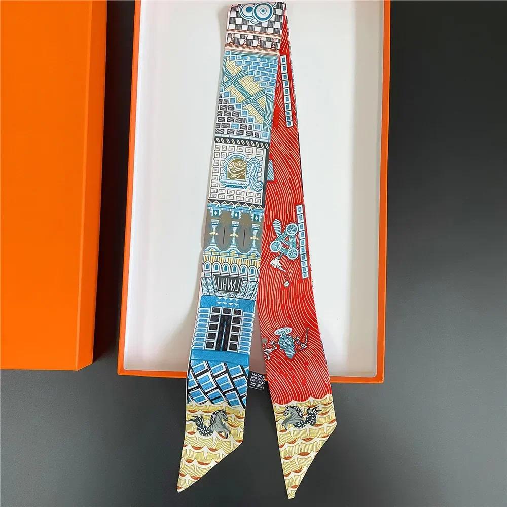 Long Lady Bag Silk Scarf Skinny Neck Hair Scarfs For Women Band Headwear Handbag Tie Ribbons  New Handle Wraps Summer