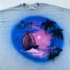 Vintage 90s AIRBRUSHED SUNSET BEACH SAILING T-Shirt LARGE Surf Vacation GREG