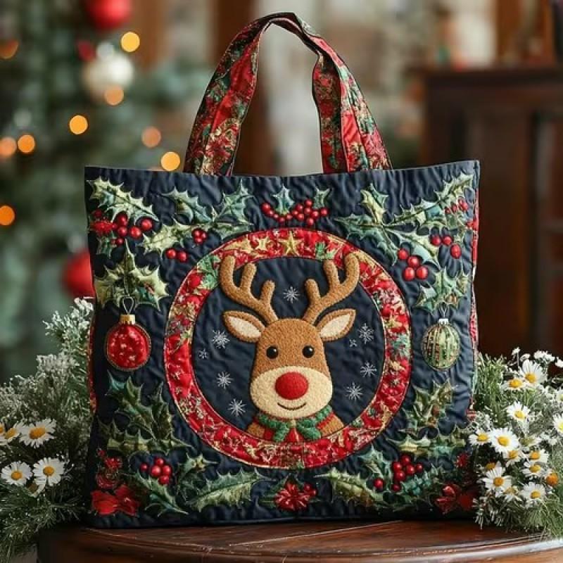 Bird Print Quilted Tote Bag - Fashion Shoulder Handbag Daily Use