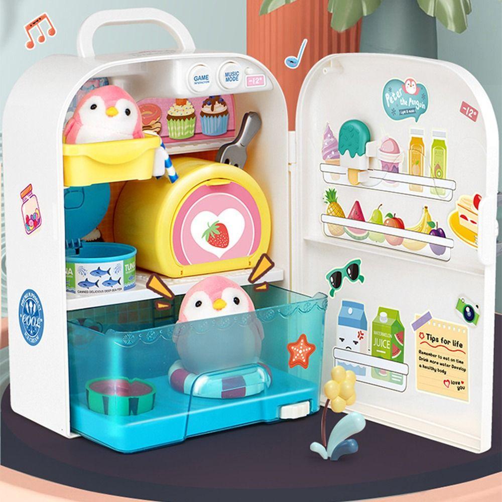 Model Crafts Children's Refrigerator Toys DIY Penguin Refrigerator Home Toys  Furniture Model